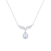 عصفور كريستال سلسلة فضة عيار 925 بتصميم كمثري مرصع بالزركون